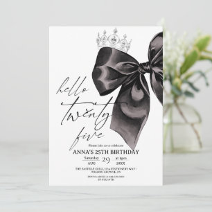 Invitación de cumpleaños número 25 de Black Bow