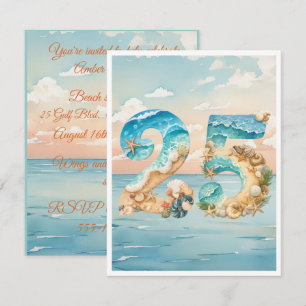 Invitación de cumpleaños número 25 tema océano des