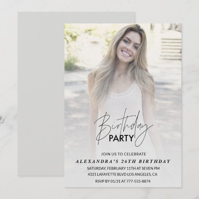 Invitación de cumpleaños número 26 Cumpleaños Fies (Anverso / Reverso)