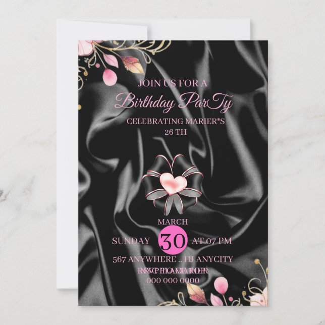 invitación de cumpleaños número 26 destellante ros (Anverso)
