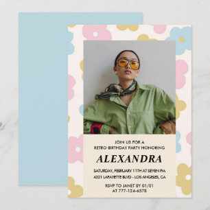 Invitación de cumpleaños número 27 floral linda Fo