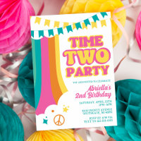 Invitación de cumpleaños número 2 al estilo Retro 