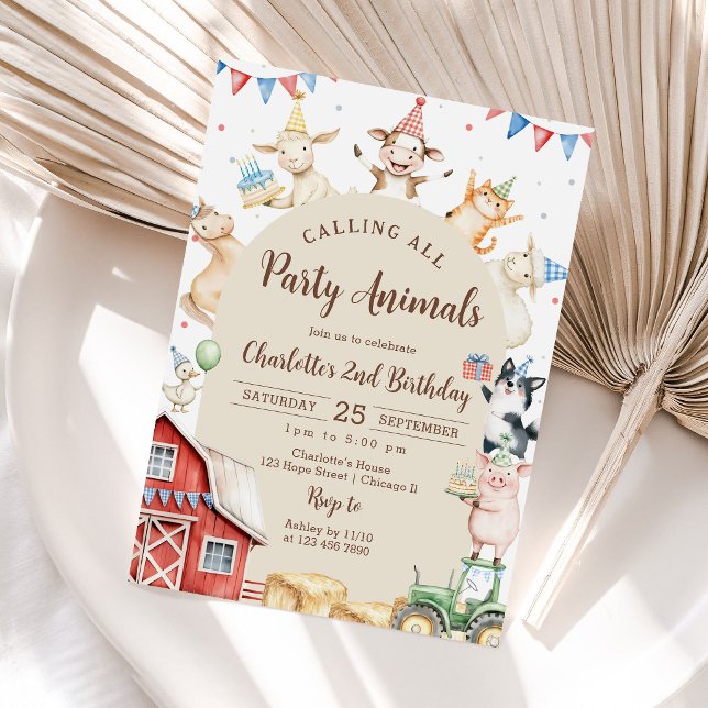 Invitación de cumpleaños número 2 con animales de  (Subido por el creador)