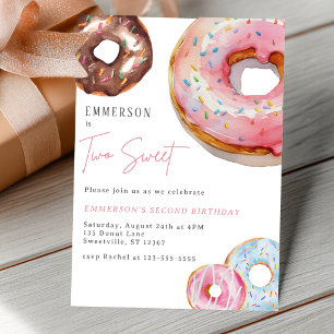 Invitación de cumpleaños número 2 con donut de acu