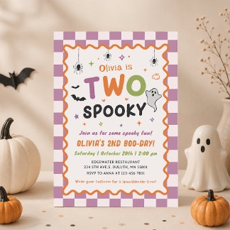Invitación de cumpleaños número 2 con dos fantasma