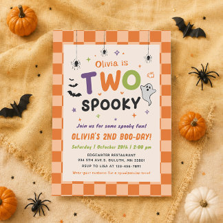 Invitación de cumpleaños número 2 con dos fantasma