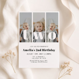 Invitación de cumpleaños número 2 con foto