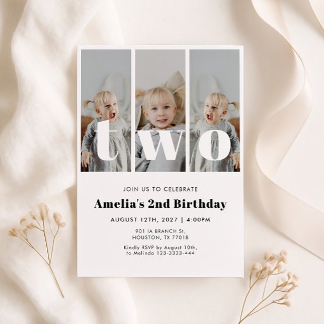 Invitación de cumpleaños número 2 con foto (Subido por el creador)