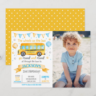 Invitación de cumpleaños número 2 con foto de auto