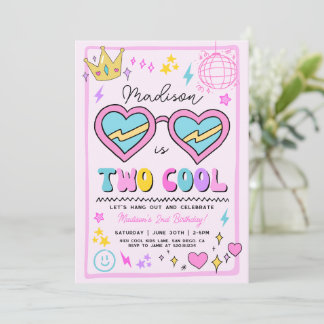 Invitación de cumpleaños número 2 con gafas de sol