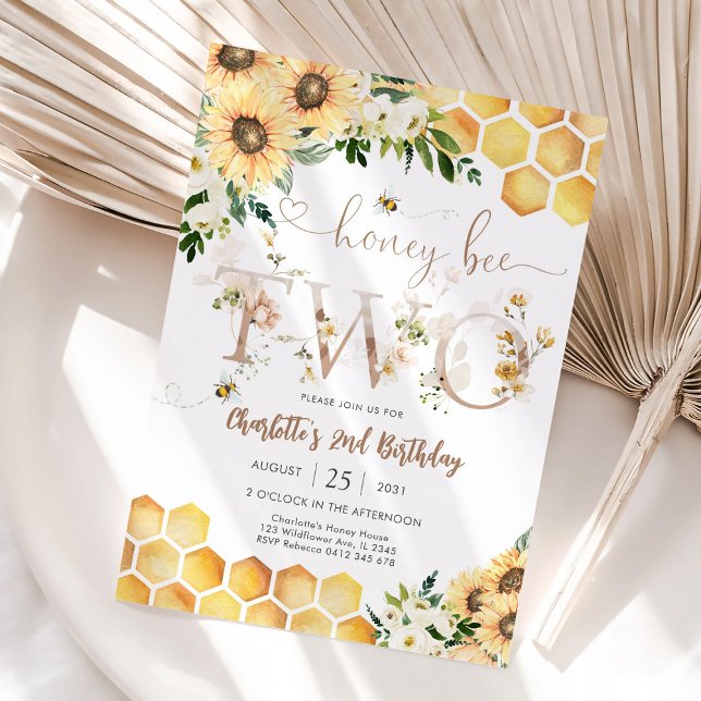 Invitación de cumpleaños número 2 con tema de abej (Subido por el creador)