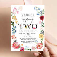 Invitación de cumpleaños número 2 con tema de niña