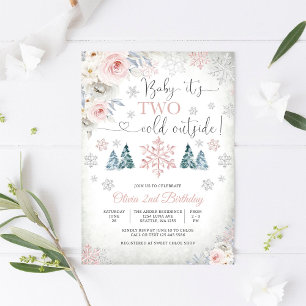 Invitación de cumpleaños número 2 con tema floral 