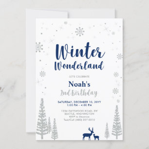 Invitación de cumpleaños número 2 con tema Winter 