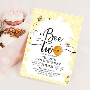 Invitación de cumpleaños número 2 de Abeja Dos Mie