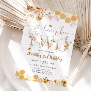 Invitación de cumpleaños número 2 de Abeja Melífer
