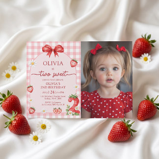 Invitación de cumpleaños número 2 de Bow Berry Two