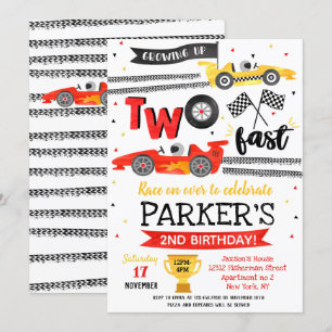 Invitación de cumpleaños número 2 de carreras de a