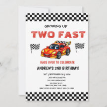 Invitación de cumpleaños número 2 de coche de carr
