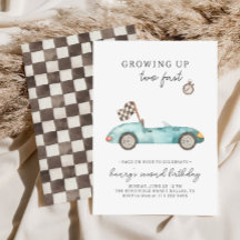 Invitación de cumpleaños número 2 de coche de carr