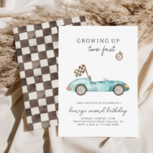 Invitación de cumpleaños número 2 de coche de carr