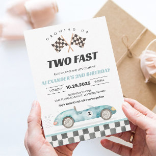 Invitación de cumpleaños número 2 de coche de carr