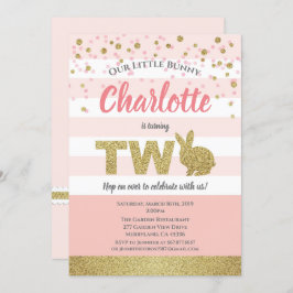 Invitación de cumpleaños número 2 de conejita rosa