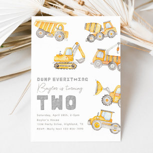 Invitación de cumpleaños número 2 de construcción