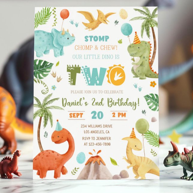 Invitación de cumpleaños número 2 de Dinosaurio, D (Subido por el creador)