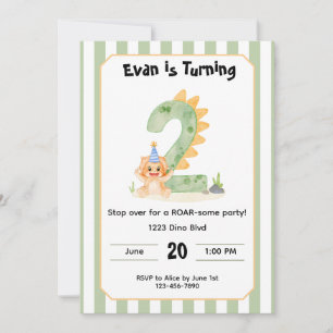 Invitación de cumpleaños número 2 de dinosaurio ed