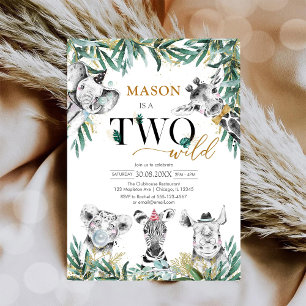 Invitación de cumpleaños número 2 de Dos Animales 