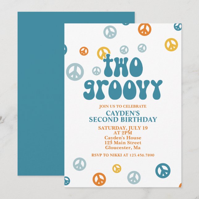 Invitación de cumpleaños número 2 de dos chicos re (Anverso / Reverso)