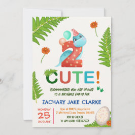 invitación de cumpleaños número 2 de dos dinosauri