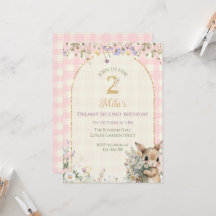 Invitación de cumpleaños número 2 de Garden Bunny