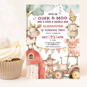 Invitación de cumpleaños número 2 de granja adorab