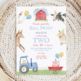 Invitación de cumpleaños número 2 de granja Oink, 