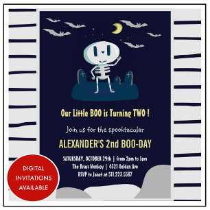 invitación de cumpleaños número 2 de Halloween boo