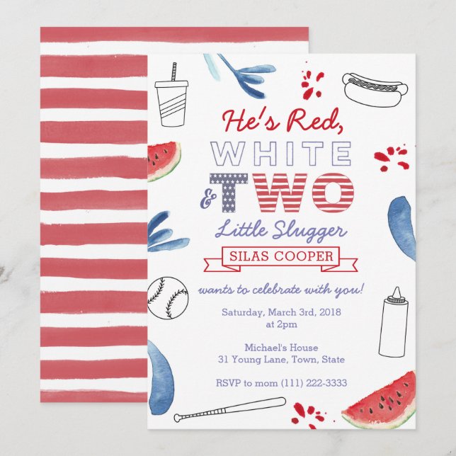 Invitación de cumpleaños número 2 de Little Slugge (Anverso / Reverso)