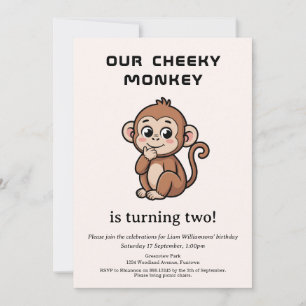 Invitación de cumpleaños número 2 de Mono Travieso