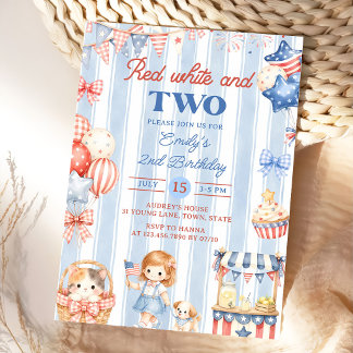 Invitación de cumpleaños número 2 de niña con raya