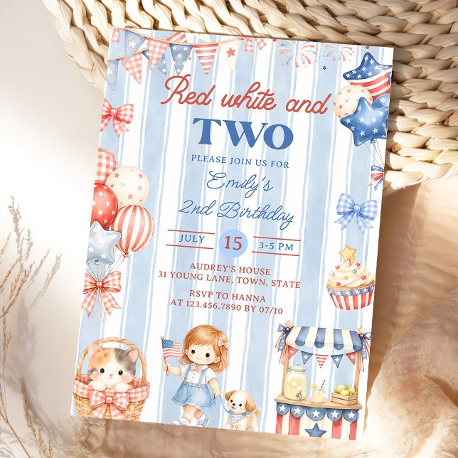 Invitación de cumpleaños número 2 de niña con raya (Subido por el creador)