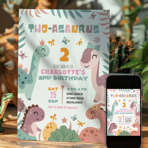 Invitación de cumpleaños número 2 de niña pastel d