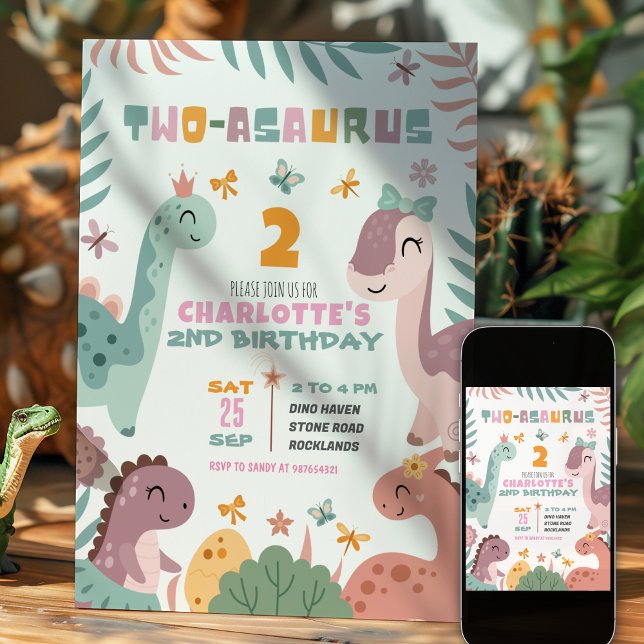 Invitación de cumpleaños número 2 de niña pastel d (Subido por el creador)