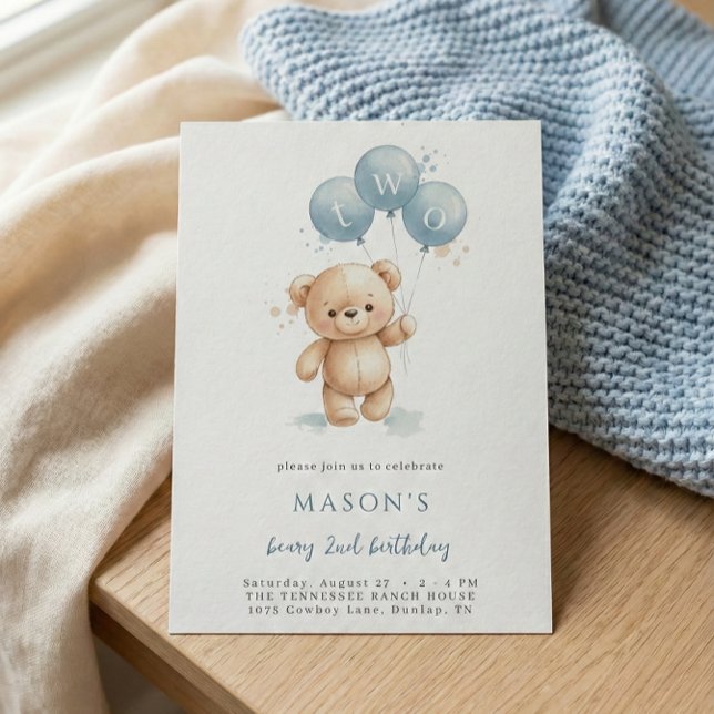 Invitación de cumpleaños número 2 de osito de acua (Subido por el creador)