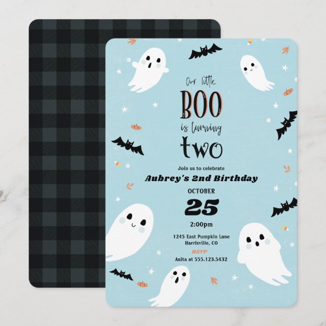 Invitación de cumpleaños número 2 de Our Little Bo (Anverso / Reverso)