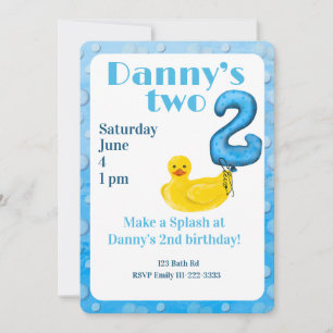 Invitación de cumpleaños número 2 de pato de goma