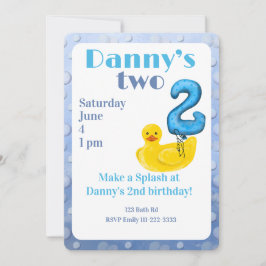 Invitación de cumpleaños número 2 de pato de goma