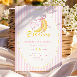 Invitación de cumpleaños número 2 de Pink Bananas