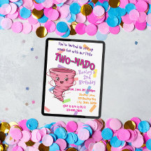 Invitación de cumpleaños número 2 de Pink TwoNado