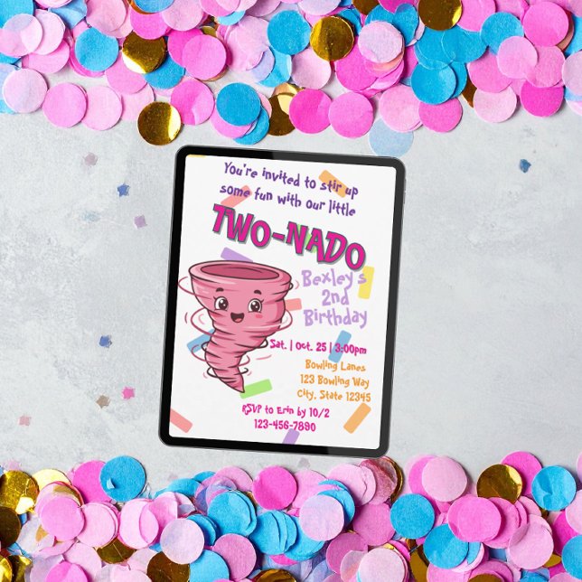 Invitación de cumpleaños número 2 de Pink TwoNado (Subido por el creador)